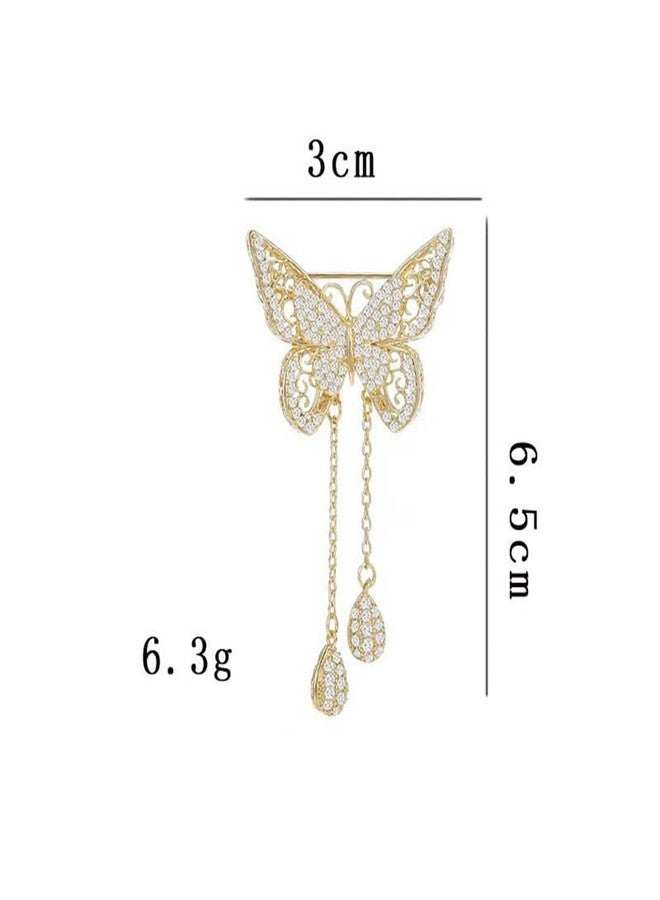 IS4U Vintage Butterfly Brooch,Dainty Crystal Rhinestones Hollow Out Butterfly Lapel Pins Dainty Scarf Clothing Brooch Pin Accessories for Women (Gold) - Image 4